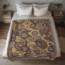 WHIMSICAL ABSTRACT GARDEN COTTON TAPESTRY THROW BLANKET