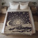 CELESTIAL SUN MOON AND STARRY SKY COTTON TAPESTRY THROW BLANKET