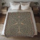 PEACOCK TREE OF LIFE VINTAGE COTTON TAPESTRY THROW BLANKET