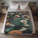 VINTAGE VINYL RECORD COLLECTION COTTON TAPESTRY THROW BLANKET