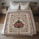 LUCKY LADYBUG AND WILDFLOWER GARDEN COTTON TAPESTRY THROW BLANKET