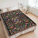 MIDNIGHT FOLK GARDEN BUTTERFLY COTTON TAPESTRY THROW BLANKET